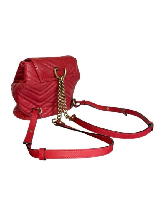 Gucci GG Marmont Matelassé Leather Mini Backpack Red Drawstring Made in Italy main image 5